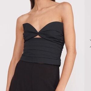 STAUD Sedgwick Cutout Strapless Poplin Top -  Black, Excellent Condition, Size 6